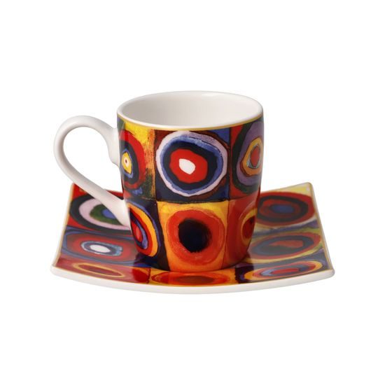 Espresso šálek a podšálek Čtverce 100 ml, jemný kostní porcelán, W. Kandinsky, Goebel
