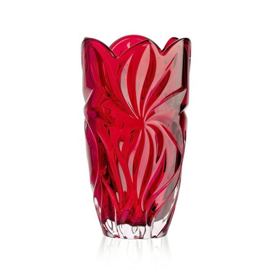 Skleněná váza Flora Red, 28 cm, Aurum Crystal