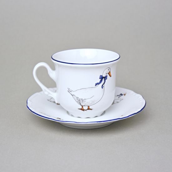 Cup 140 ml + saucer 135 mm, Constance, Geese, Thun 1794, Carlsbad Porcelain