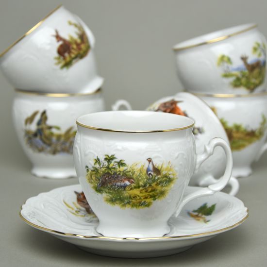 Cup + saucer coffee 220 ml / 15,5 cm, Thun 1794, karlovarský porcelán, BERNADOTTE hunting