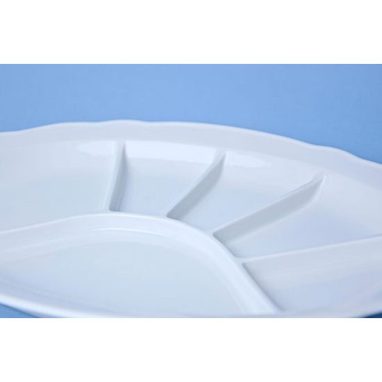 Talíř dělený 34,8 x 25 cm (např. na sushi), Bílý porcelán, Český porcelán a.s.