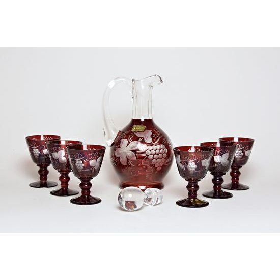 Egermann: Red Stain Wine Set, 24,5 cm, 7 pcs.