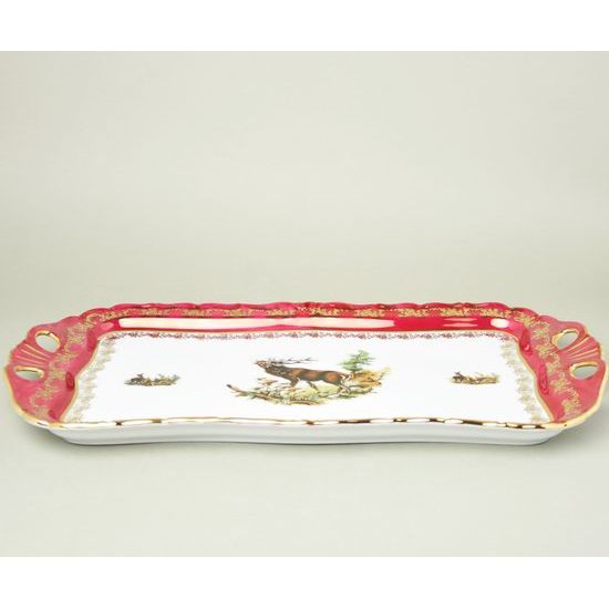 Platter / tray Aida 45 x 25 cm with handles, hunting - ruby, Carlsbad