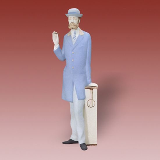Gentleman with cigar 10 x 6,5 x 25 cm, Porcelain Figures Duchcov
