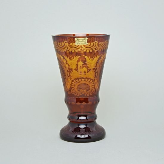 Egermann: Vase Yellow Stain (Amber), 19,5 cm, Crystal Vases Egermann