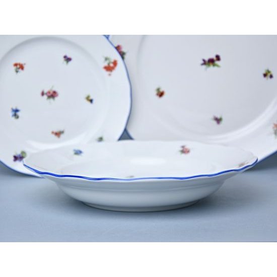 Talířová sada pro 6 osob, Házenka modrá linka 26,24,19, Český porcelán a.s.