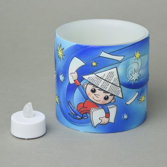 Tea light (LED) Latern with 3D illustration Večerníček, Glassor