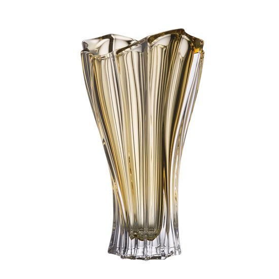 Křišťálová váza Plantica Ambr, žlutá, 32 cm, Aurum Crystal