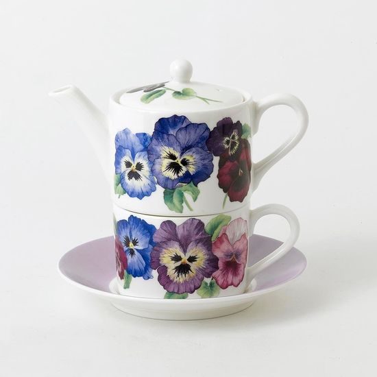 Pansies: Fine Bone China Tea for One set, Roy Kirkham fine bone china