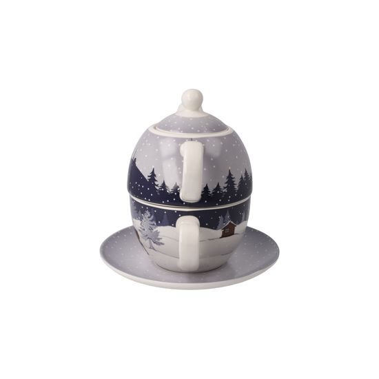 Čajová sada pro jednoho, 15,5 / 15,5 / 15,5 cm, severská zima, nový kostní porcelán, Goebel