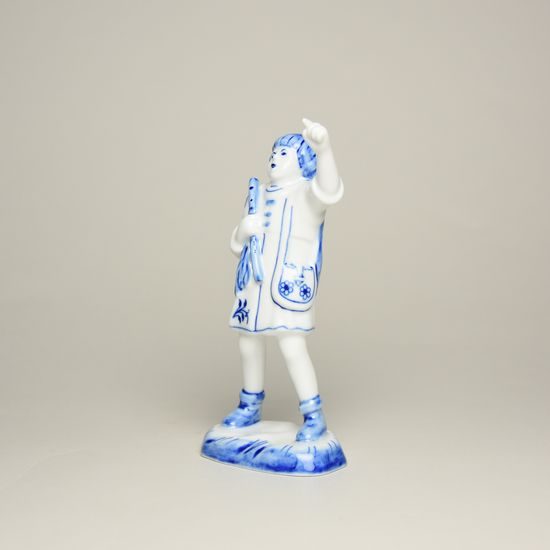 Boy with a whistle, Original Blue Onion Pattern