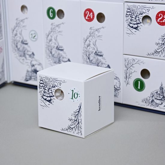 ADVENT CALENDAR with Christmas tree decorations, Holly, Czech Christmas decorations KOULIER