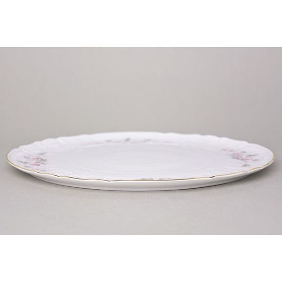 Gold line: Cake plate 32 cm, Thun 1794 Carlsbad porcelain, BERNADOTTE roses