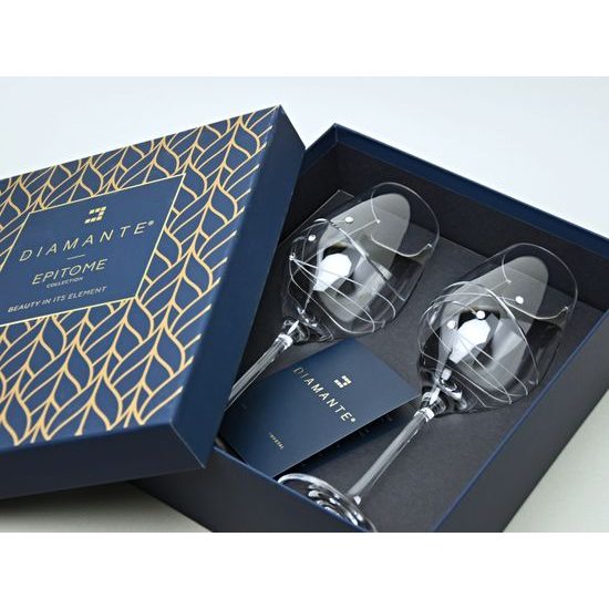Spirála - Set 2 sklenic na bílé víno 350 ml, krystaly Swarovski, DIAMANTE