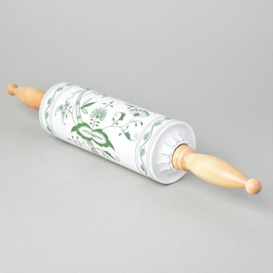 Váleček na nudle s dřevěnou rukojetí 45 cm, zelený cibulák, originální z Dubí