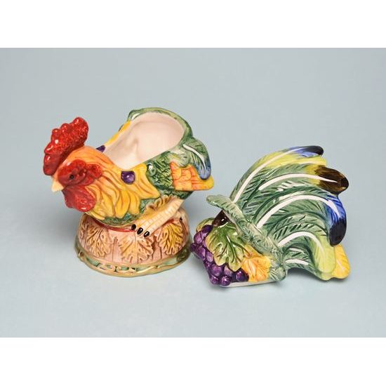 Lamart: The Cock, Box (Sugar bowl), 14 cm, Italian Porcelain Lamart