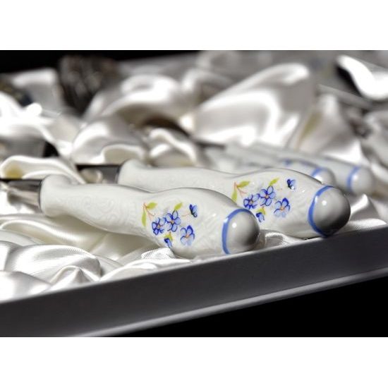 Cutlery set 24 pcs., Thun 1794 Carlsbad porcelain, BERNADOTTE Forget-me-not-flower