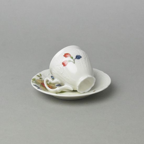 BERNADOTTE ivory čínské květy: Šálek a podšálek Espresso 75 ml / 12 cm, Thun 1794, karlovarský porcelán