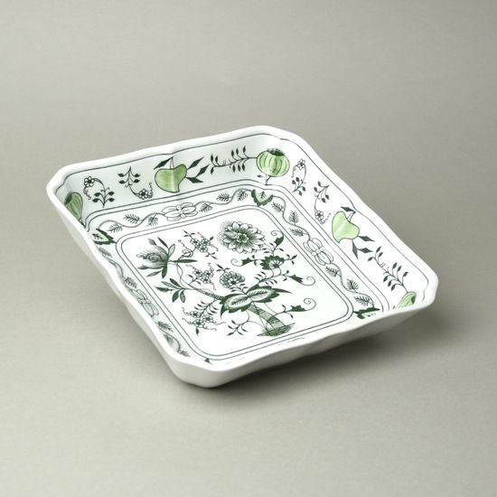 Bowl square 21 cm, Original green onion pattern