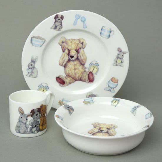 Teddy time: Children's 3 pcs. set in giftbox, Roy Kirkham fine bone china