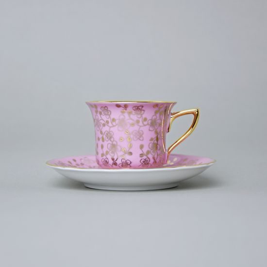 Cup 80 ml and saucer Windsor mocca, Pink, Leander 1907
