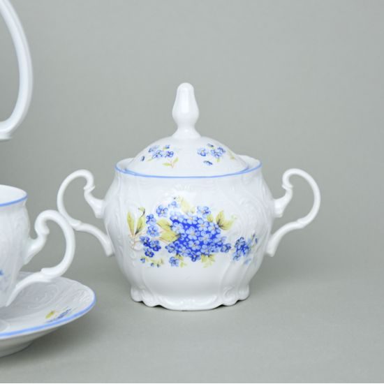 Kávová souprava pro 6 osob, Thun 1794, karlovarský porcelán, BERNADOTTE pomněnka