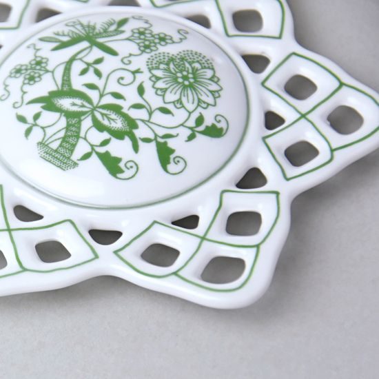 Vanoční ozdoba - vločka / hvězda 10,4 cm, zelený cibulák, Český porcelán a.s.