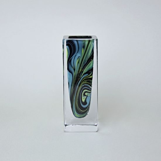 Vase Square 19 cm, collection One, metallurgical glass, Vendula Zámečníková