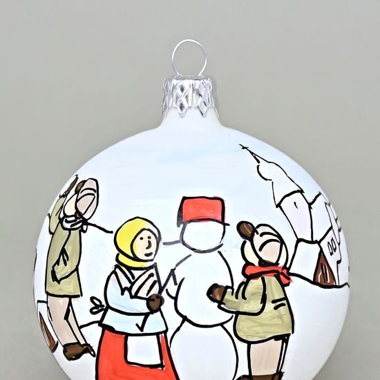 Vánoční skleněná koule na stromeček "Česká zima 1918", dekor č. 3, 7,5 cm, ručně malováno