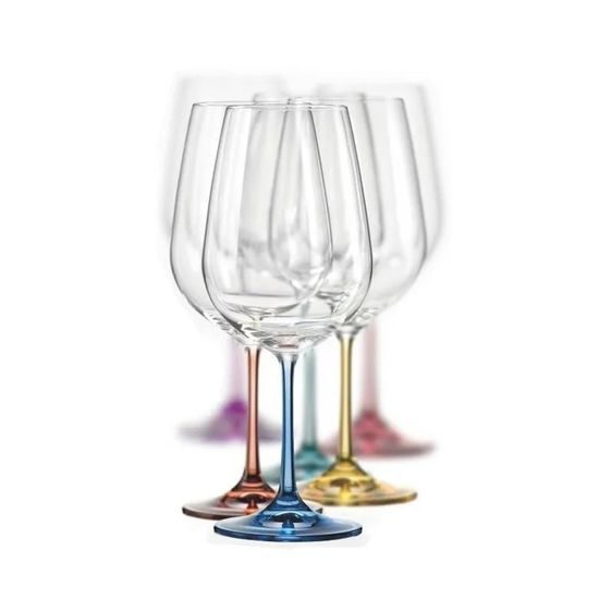 Spectrum 550 ml Rainbow - color set, red wine glass, 6 pcs., Crystalex