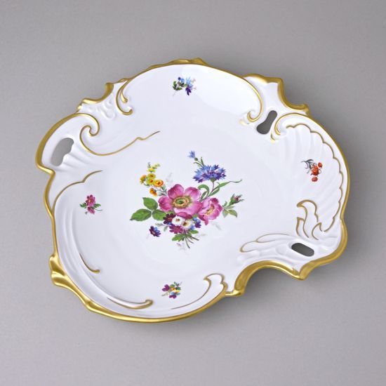 Mísa mělčí 28 cm 3 hr., kytičky + matné zlato, Queens Crown porcelán