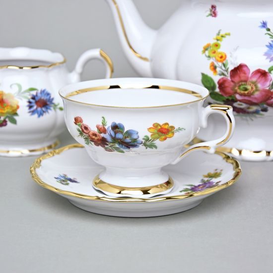 Čajová souprava pro 6 osob, Aristokrat, Queens Crown, Original Bohemia porcelain