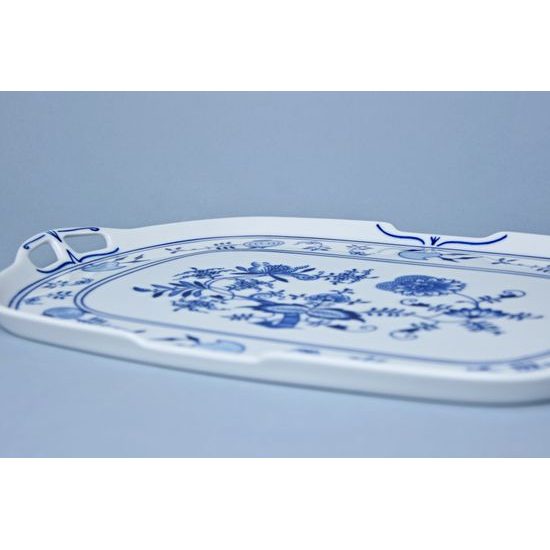 Podnos čtyřhranný s uchy 38 x 24,5 cm, Cibulák, originální z Dubí