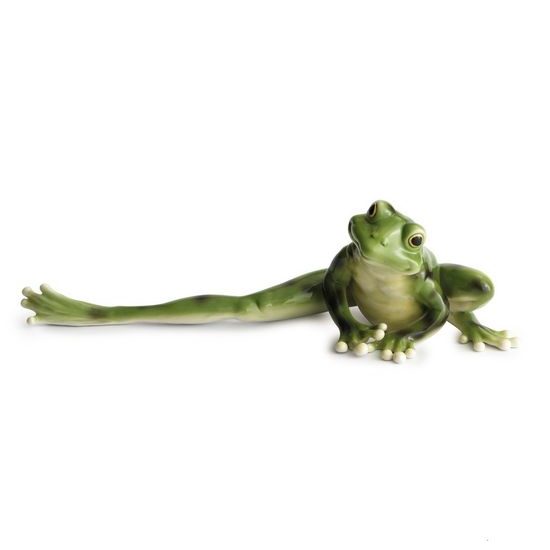 Amphibia frog long legged design sculptured porcelain figurine 32 cm, FRANZ Porcelain