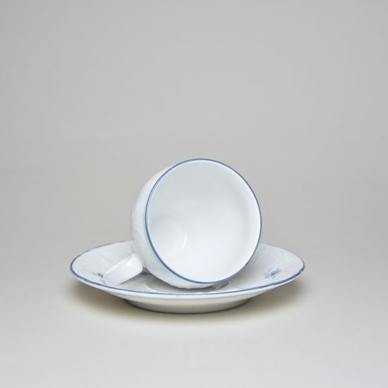 Coffee cup and saucer 150 ml / 14 cm, Thun 1794 Carlsbad porcelain, BERNADOTTE blue flower