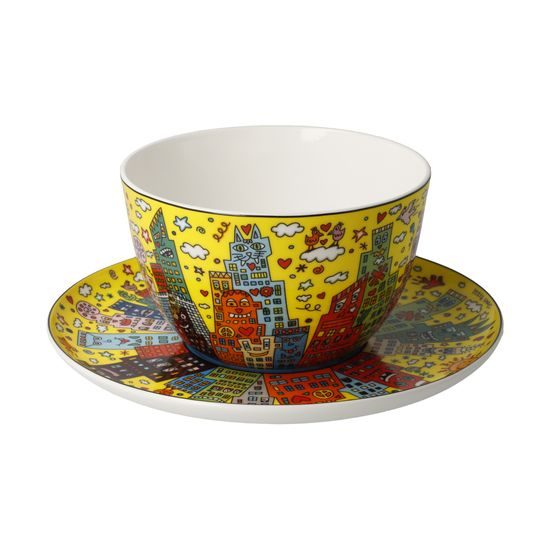 Cup and saucer James Rizzi - My New York City Sunset, 500 ml / 19 cm, Fine Bone China, Goebel