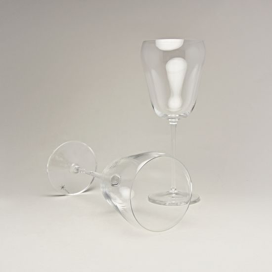 Luxusní designová sklenice na bílé víno 350 ml nižší stopka, Sklárna Květná 1794