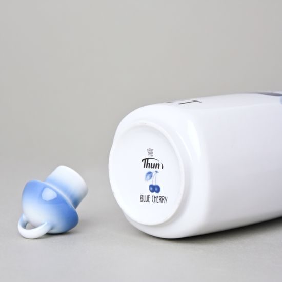 Víčko ke karafě / láhvi na ocet/olej 0,5 l, Thun 1794, karlovarský porcelán, BLUE CHERRY