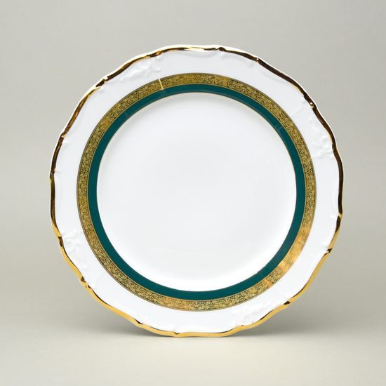 Plate dining 25 cm, Marie Louise 8800501 gold + green, Thun 1794 a.s.