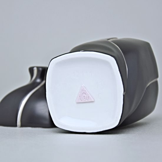 Dóza Jona 12 x 6 x 6 cm, Černý fond + Platina, Porcelán Duchcov