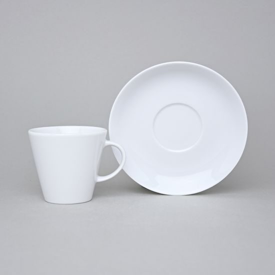 Coffee cup 150 ml and saucer 150 mm, Thun 1794 Carlsbad porcelain, TOM white