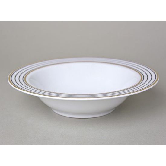 Deep Plate 22 cm, ELLA Black-Gold Stripes, Thun 1794 Carlsbad Porcelain