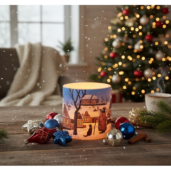 Tea light Latern with 3D illustration of JOSEF LADA "Watchman", Glassor