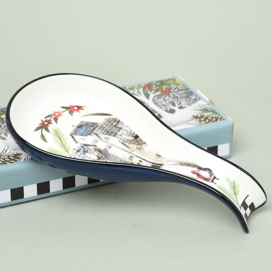 Odkládací lopatka 21 x 10 cm, vánoční krajina, nový kostní porcelán, EGAN