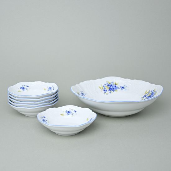 Kompotová souprava pro 6 osob, Thun 1794, karlovarský porcelán, BERNADOTTE pomněnka