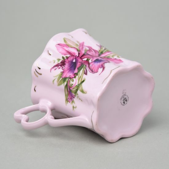 Hrnek Eva 0,25 l, dekor 572 orchidea, Růžový porcelán z Chodova