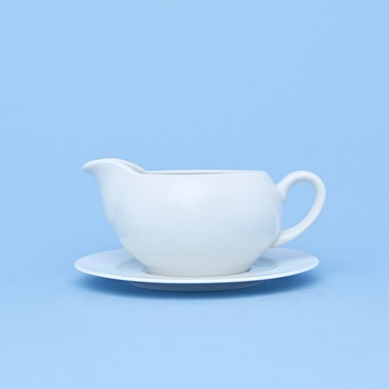 Sauce boat 400 ml plus undersaucer, Thun 1794 Carlsbad porcelain, Opal white