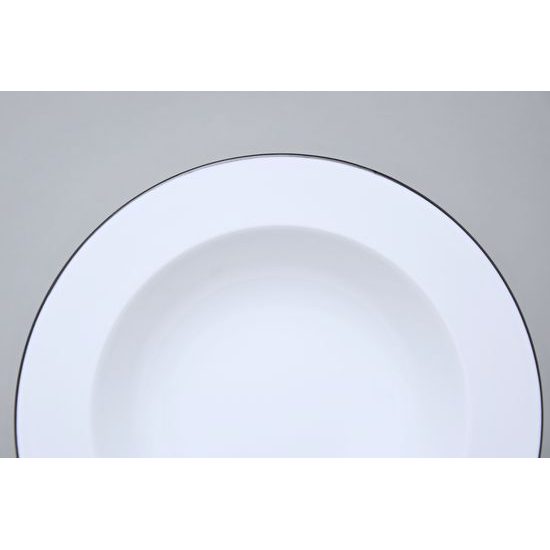 Plate Deep 22 cm, ELLA black line, Thun 1794 Carlsbad Porcelain