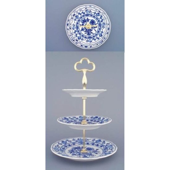 Etažer třídílný - talíře plné / zlacená tyčka, Cibulák, originální z Dubí