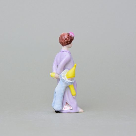 A Girl With Clown, 4,5 x 6 x 12,5 cm , Saxe, Porcelánové figurky Duchcov